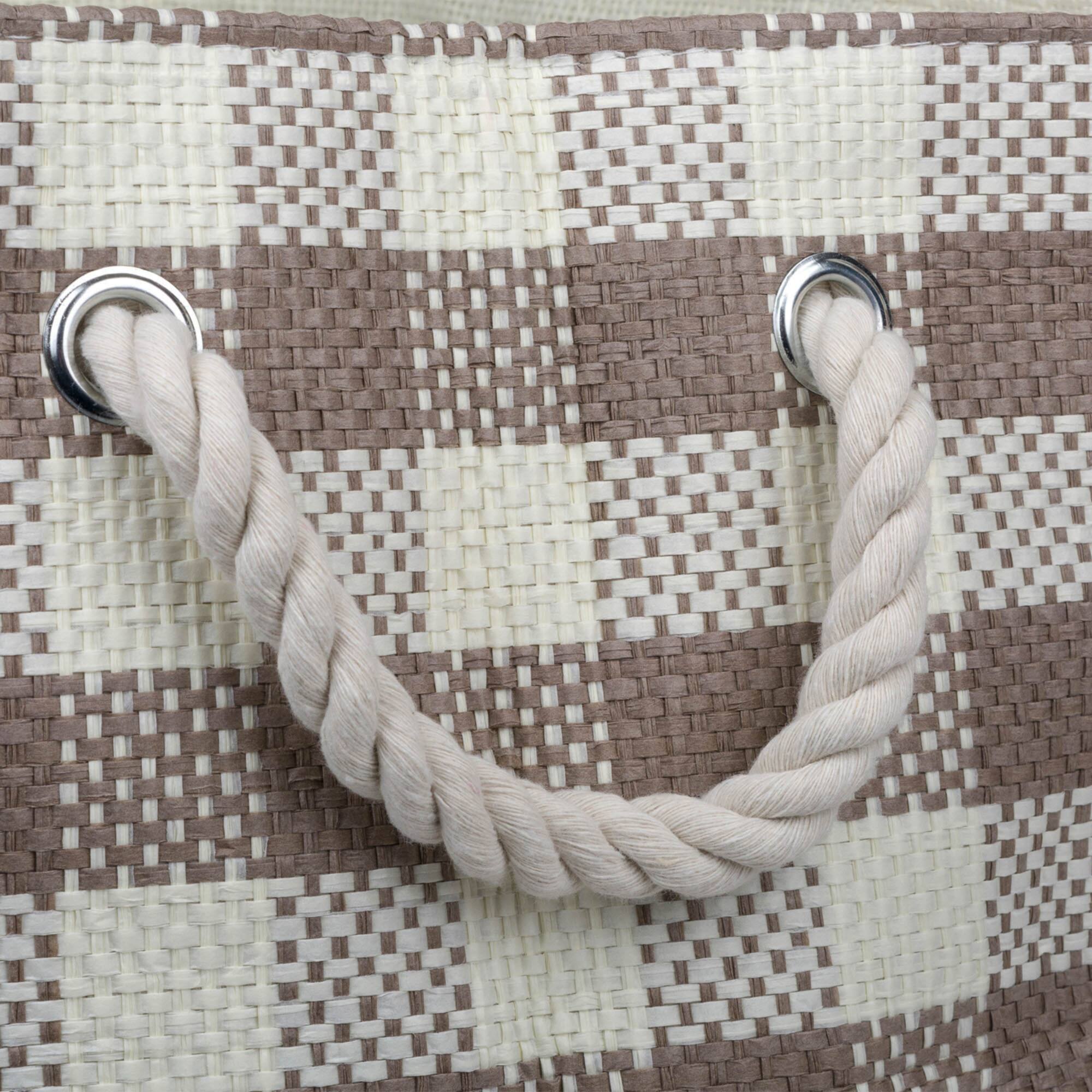 DII® Large Stone Checked Rectangle Woven Paper Basket